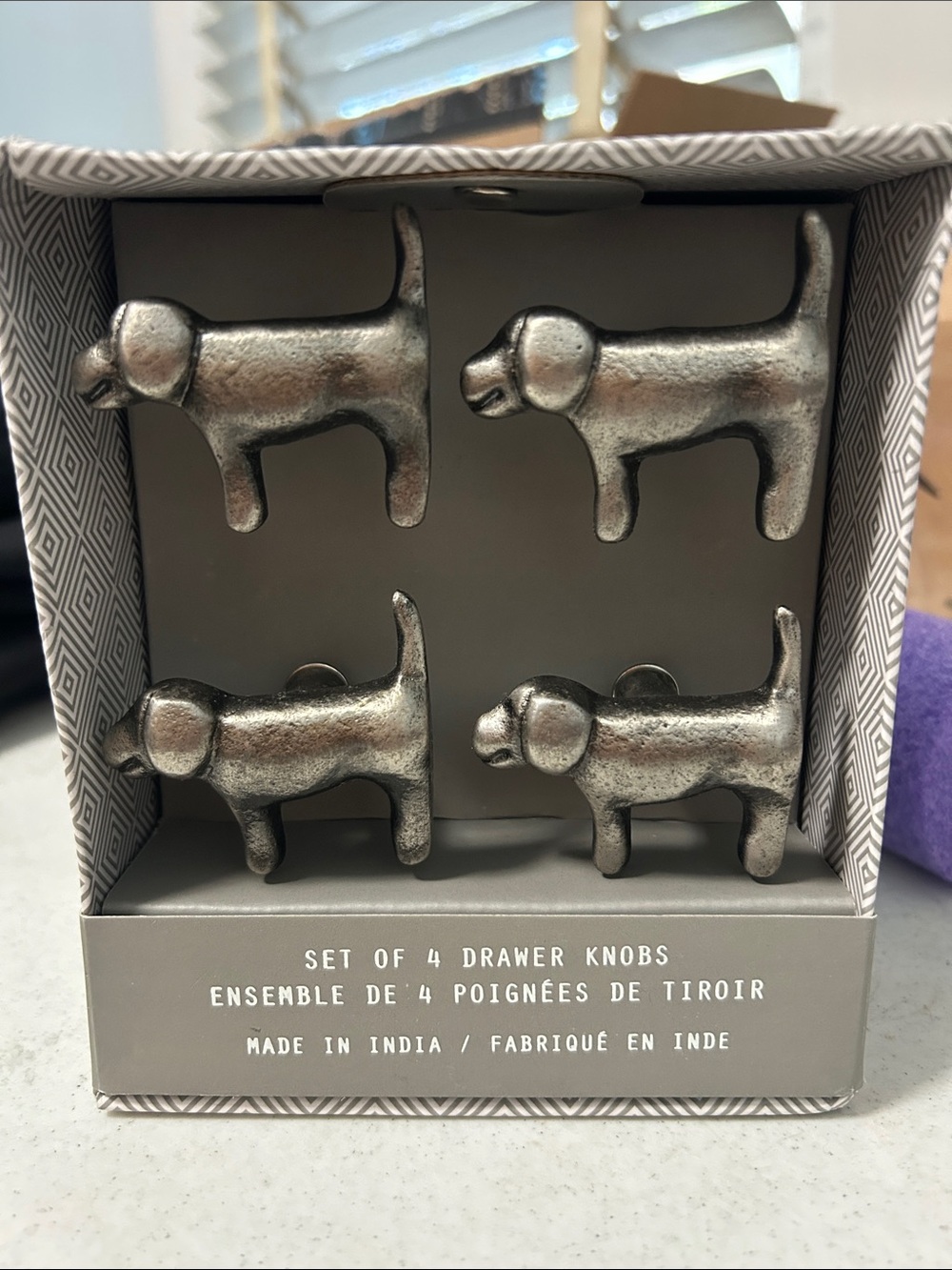 Set of 4 Silver Dog Drawer Knobs - Home Accents